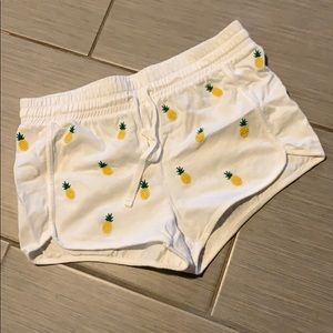 Topshop pineapple embroidered shorts